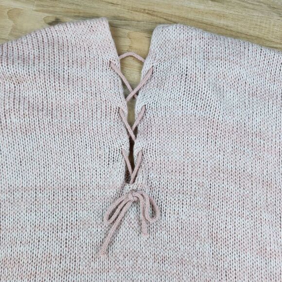 🐞Mauve & White Variegated Soft Knit Poncho Sweater One Size - Picture 4 of 9